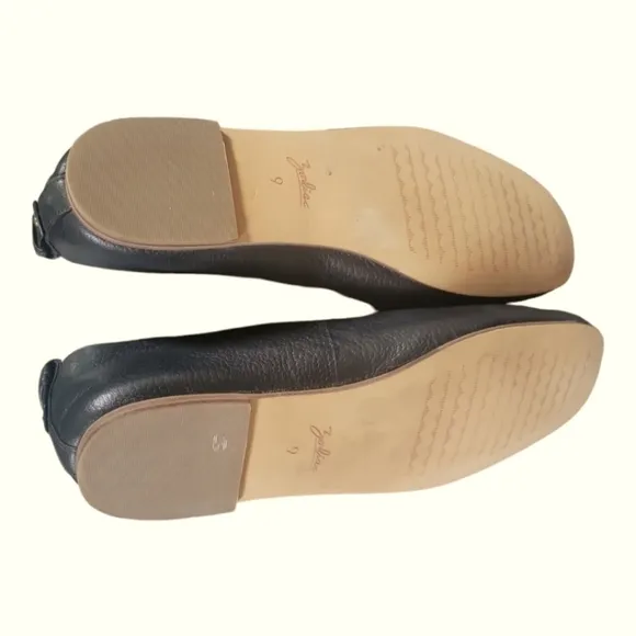 Zodiac Women's Leather Cushioned Footbed Slip-on Ballet Flats Sz 9